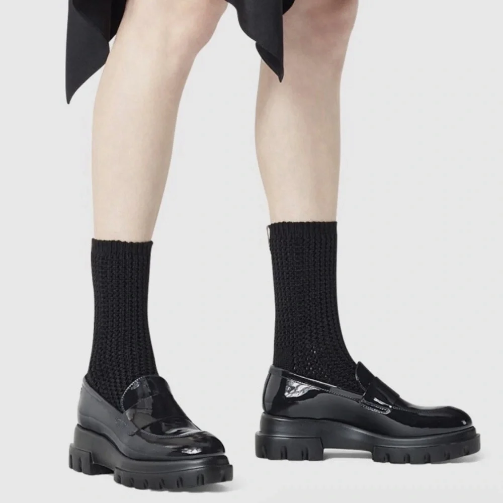 🌸AGL🌸 Ida Patent Leather Loafer In Black Size: 41